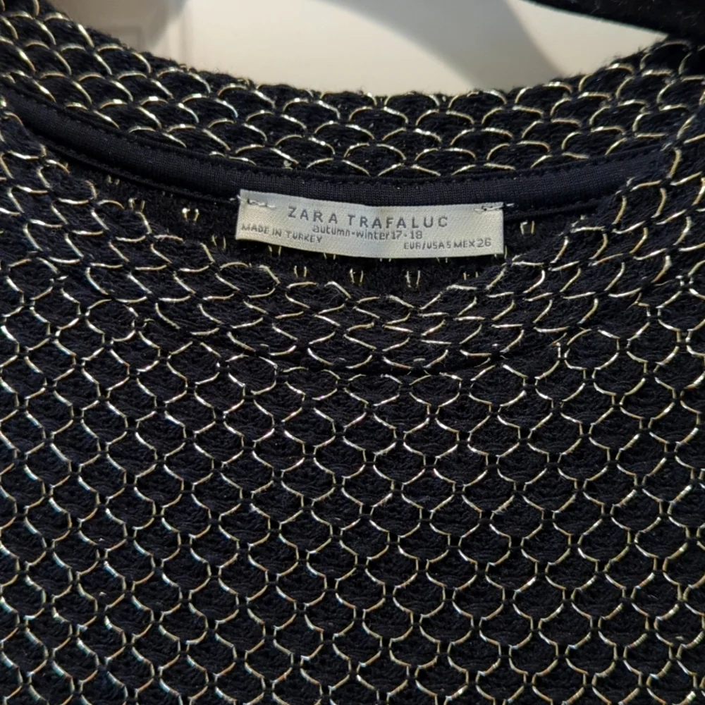 Zara Long black dress with metallic gold thread Size S - Picture 2 of 5
